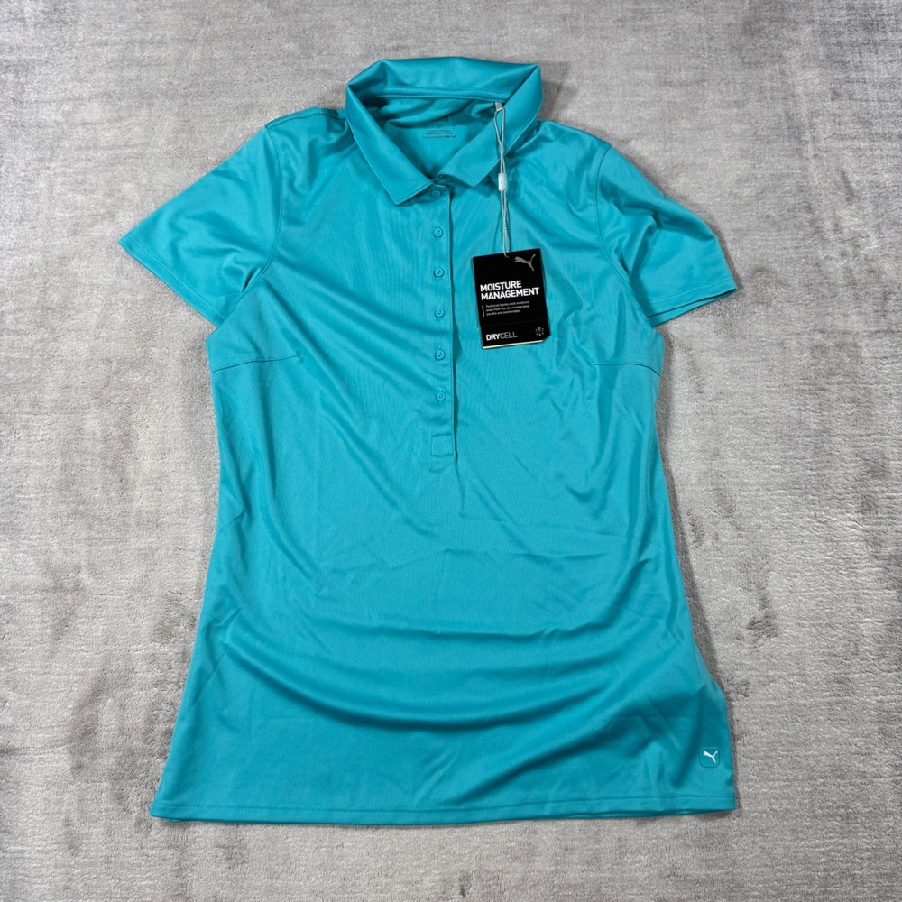 Puma Shirt Womens Small Blue Rotation Polo DryCell Golf Tennis Shirt NWT
